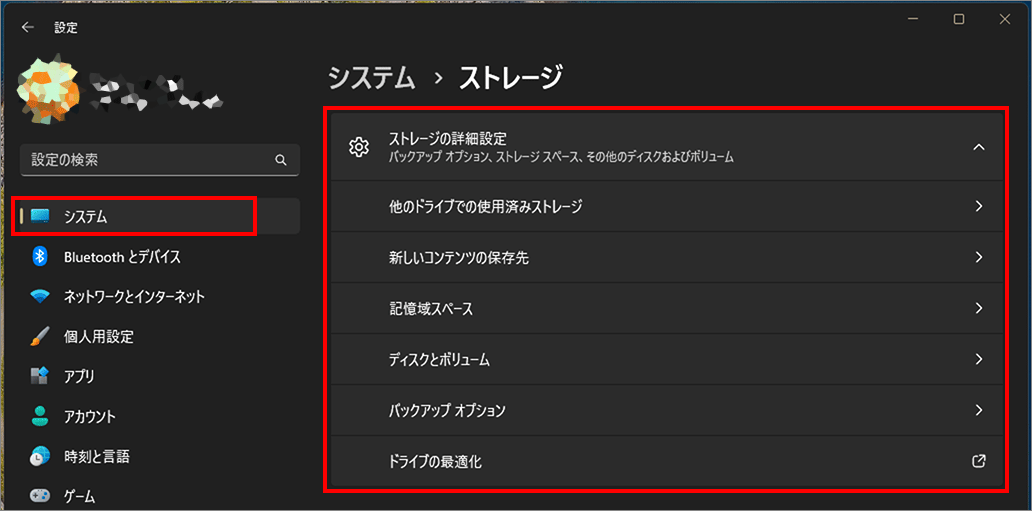 ストレージの詳細設定-2